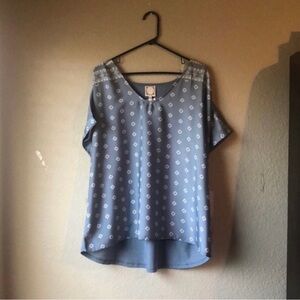 New Tru Self Top Women’s Light Blue Short Sleeve Blouse Shirt Classic Top Sz 2X